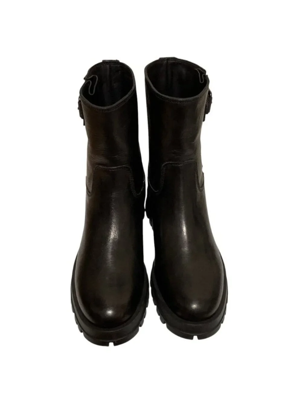 Prada Leather Engineer Boots Black